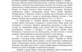 Komunikat w sprawie zwierząt w ośrodku OKAPI w Pyszącej