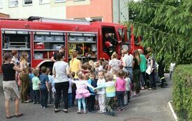 ​Ćwiczenia przeciwpożarowe w przedszkolu Janku Wędrowniczku