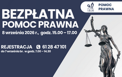 Bezpłatna pomoc prawna - 8 września 2026 r., w godzinach 15.00 – 17.00