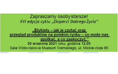Zdjęcie do Wykład nt. jak czytać etykiety - dla senior&oacute;w