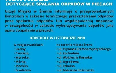 Zdjęcie do Kontrole dot. spalania odpad&oacute;w w listopadzie 2018 roku