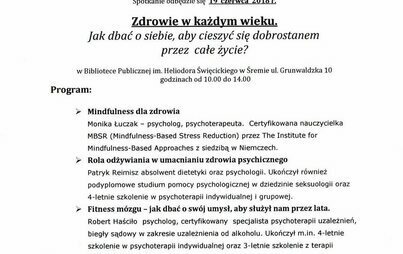 Zdjęcie do Spotkanie seminaryjne - Zdrowie w każdym wieku