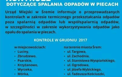 Zdjęcie do Kontrole spalania odpad&oacute;w w piecach domowych w grudniu 2017