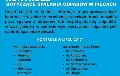 Zdjęcie do Kontrole spalania odpad&oacute;w w piecach domowych w LIPCU  2017