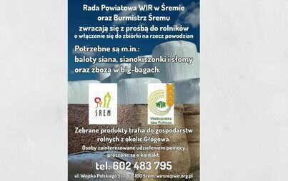 Zbiórka produktów rolnych dla gospodarstw poszkodowanych przez powódź