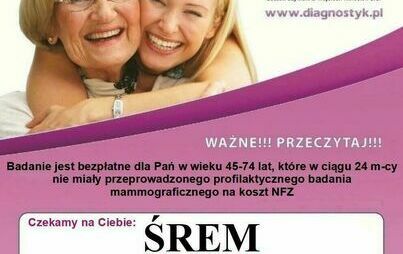 Bezpłatne badania mammograficzne  22 kwietnia 2025