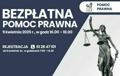 Bezpłatna pomoc prawna - 9 kwietnia 2025 r., w godzinach 16.00 – 18.00