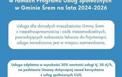 Zdjęcie do Usługa mobilnego fizjoterapeuty dla mieszkańc&oacute;w Gminy Śrem
