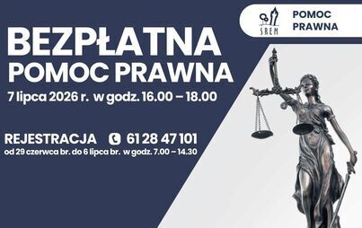 Bezpłatna pomoc prawna - 7 lipca 2026 r., w godzinach 16.00 – 18.00 