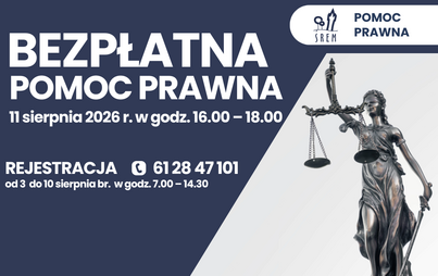 Bezpłatna pomoc prawna - 11 sierpnia 2026 r., w godzinach 16.00 – 18.00