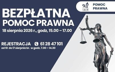 Bezpłatna pomoc prawna - 18 sierpnia 2026 r., w godzinach 15.00 – 17.00