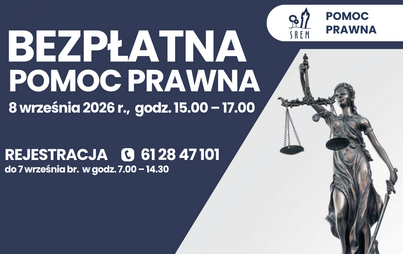 Bezpłatna pomoc prawna - 8 września 2026 r., w godzinach 15.00 – 17.00