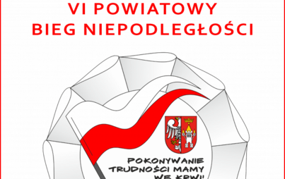 biało-czerwony plakat o biegu