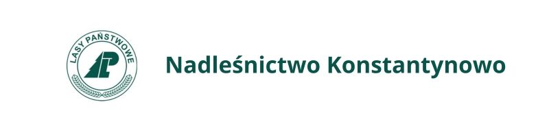 Logo las&oacute;w polskich oraz&nbsp;zielony napis Nadleśnictwo Konstantynowo