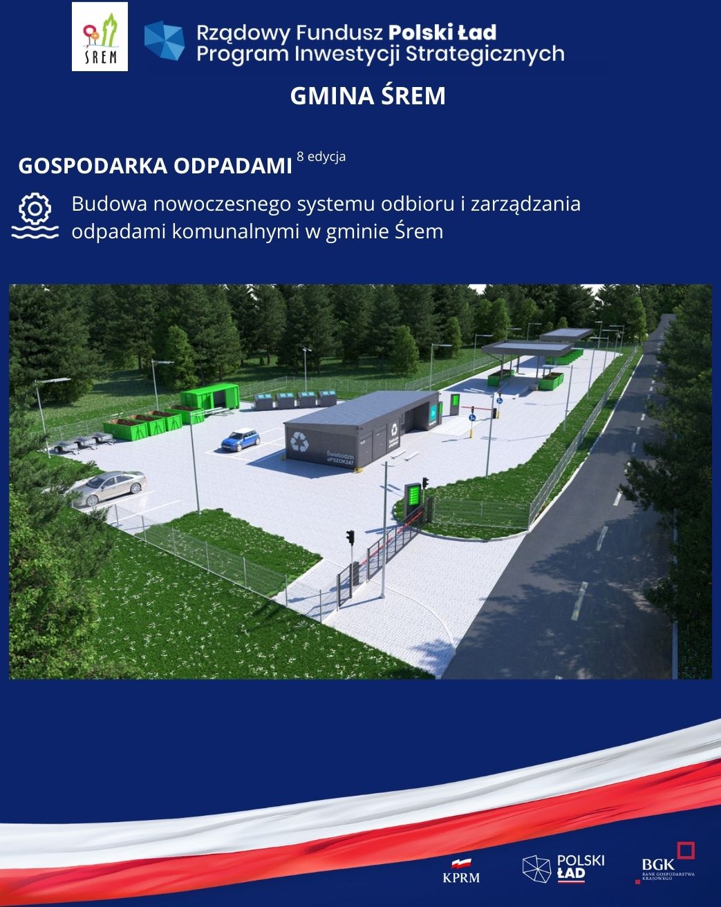 Oraz przedstawiający wizualizację ePSZOKU. Zadaszone pojemniki na&nbsp;odpady. 
