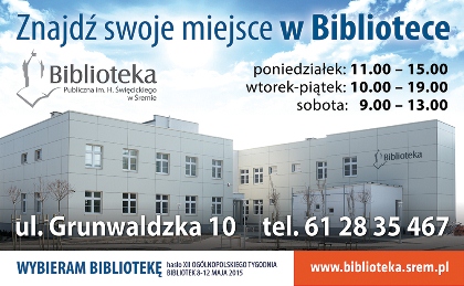 Plakat znajdź swoje miejsce miejsce w bibliotece